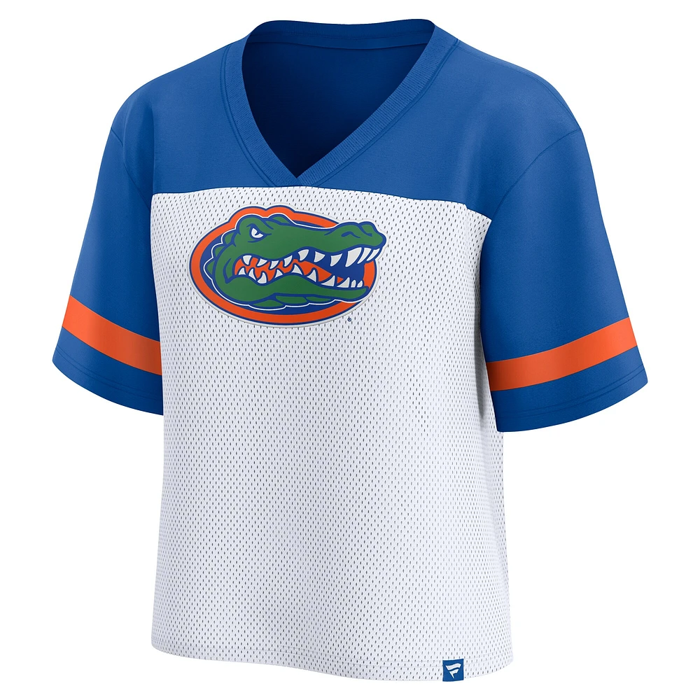 Women's Fanatics  White/Royal Florida Gators Fundamentals Mesh Fashion T-Shirt