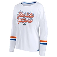 Women's Fanatics White Florida Gators Retro Power Striped Long Sleeve T-Shirt