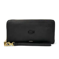 Florida Gators Fossil Women's Logan RFID Zip-Around Leather Clutch - Black