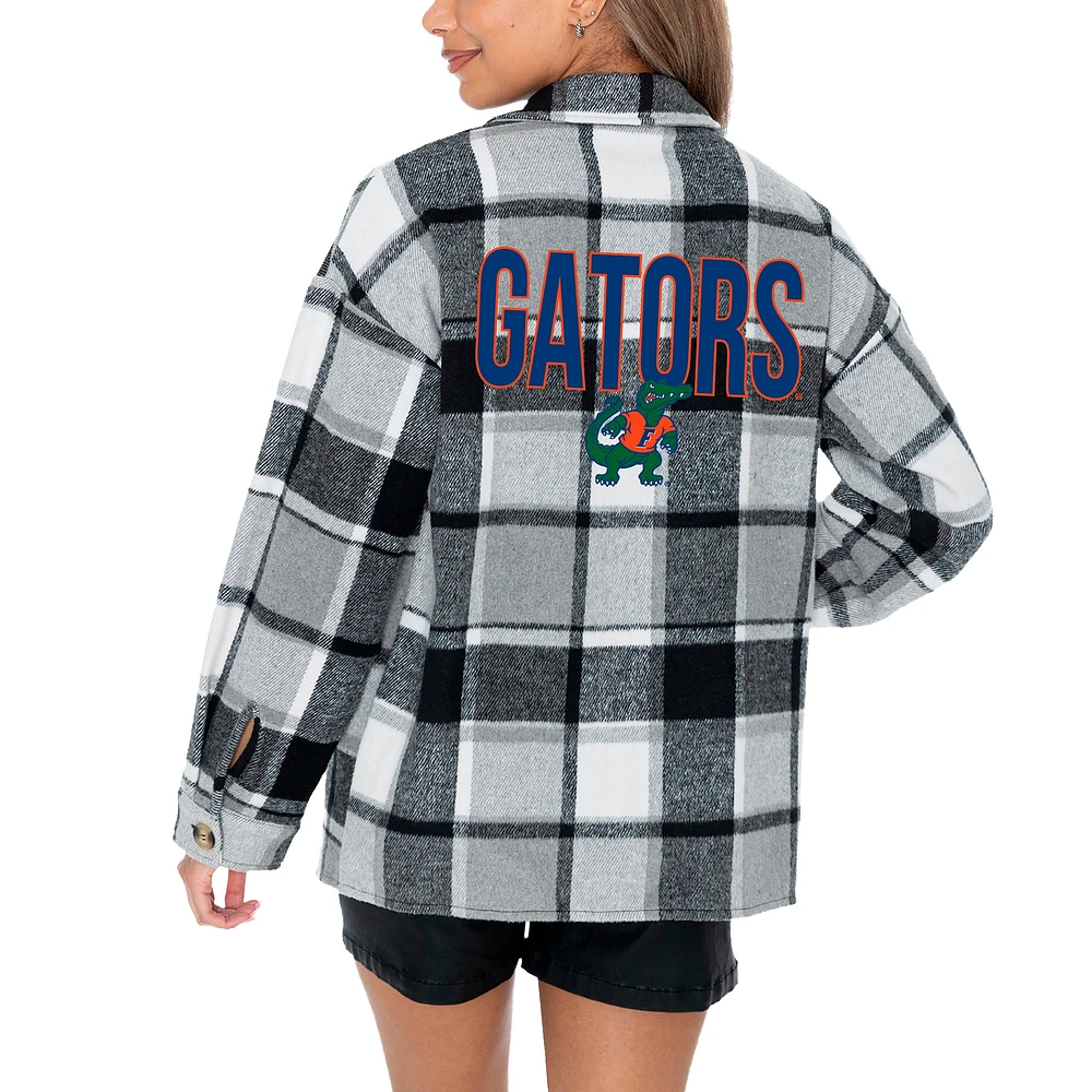 Women's Gameday Couture Gray Florida Gators End Zone Game Flannel Button-Up Shirt