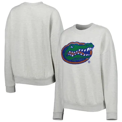 Florida Gators Gameday Couture Women's Chenille Patch Fleece PulloverSweatshirt - Heather Gray