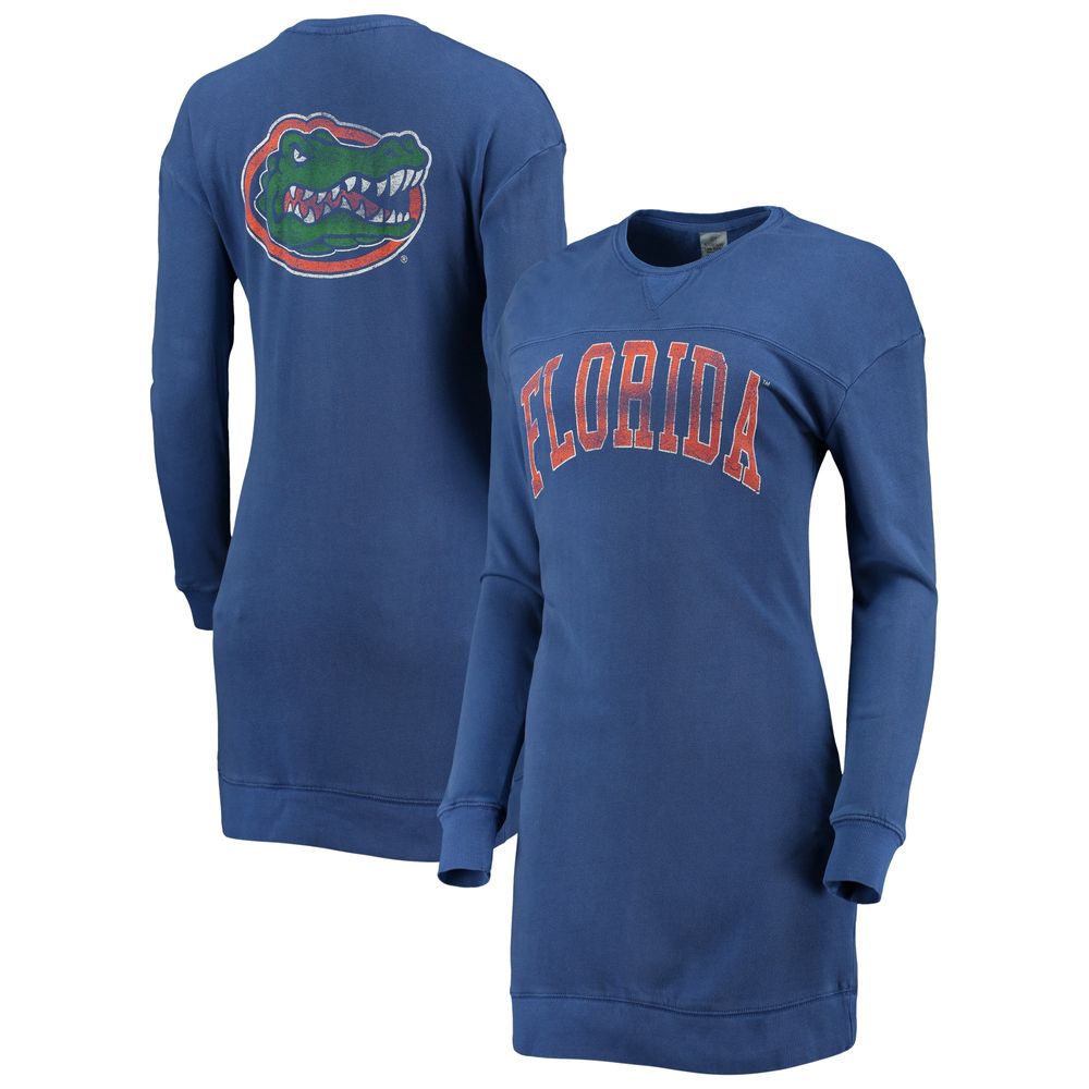 Women's Gameday Couture White/Royal Florida Gators For the Fun Double Dip- Dyed Pullover Hoodie