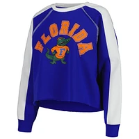 Women's Gameday Couture Royal Florida Gators Blindside Raglan Cropped Pullover Sweatshirt