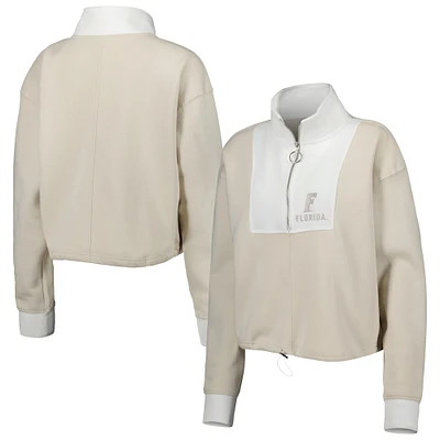 Women's Gameday Couture Tan/White Florida Gators Color-Block Quarter-Zip Jacket