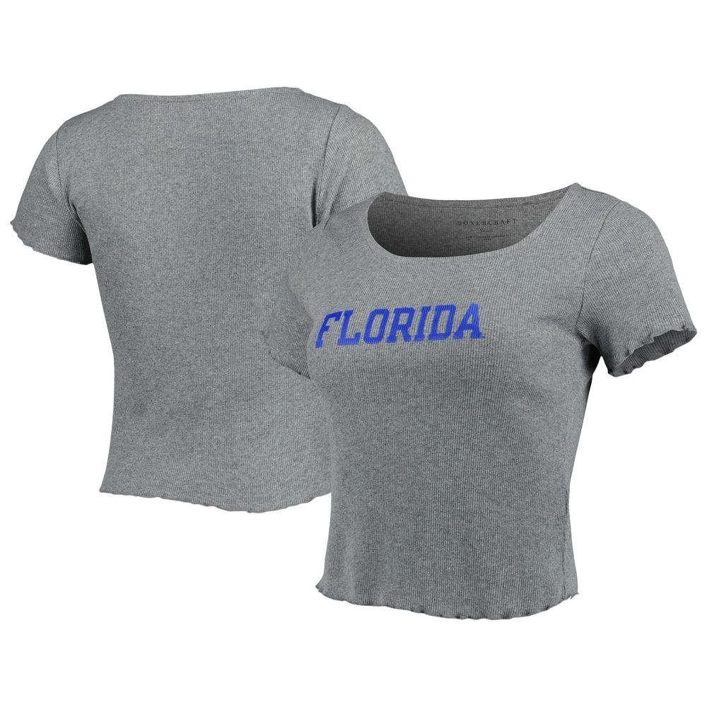 Women's Gray Florida Gators Baby Rib Lettuce-Edge Trim T-Shirt