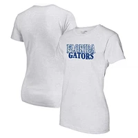 Women's Heather Gray Florida Gators Checkered Team Name Wavy Tri-Blend T-Shirt