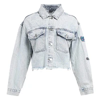 Women's Hype and Vice Denim Florida Gators Lightwash Cropped Button-Up Jean Jacket