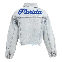 Women's Hype and Vice Denim Florida Gators Lightwash Cropped Button-Up Jean Jacket