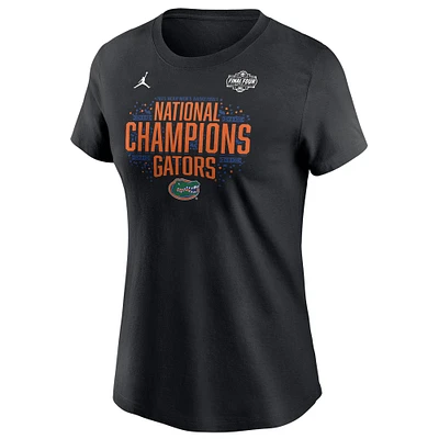 T-shirt Jordan Brand noir pour femme, Florida Gators, champions nationaux de basketball NCAA 2025, vestiaire