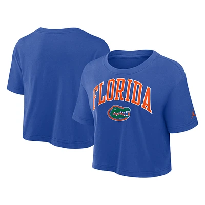 Women's Jordan Brand Royal Florida Gators Athletic Prep Arch Cropped Performance T-Shirt