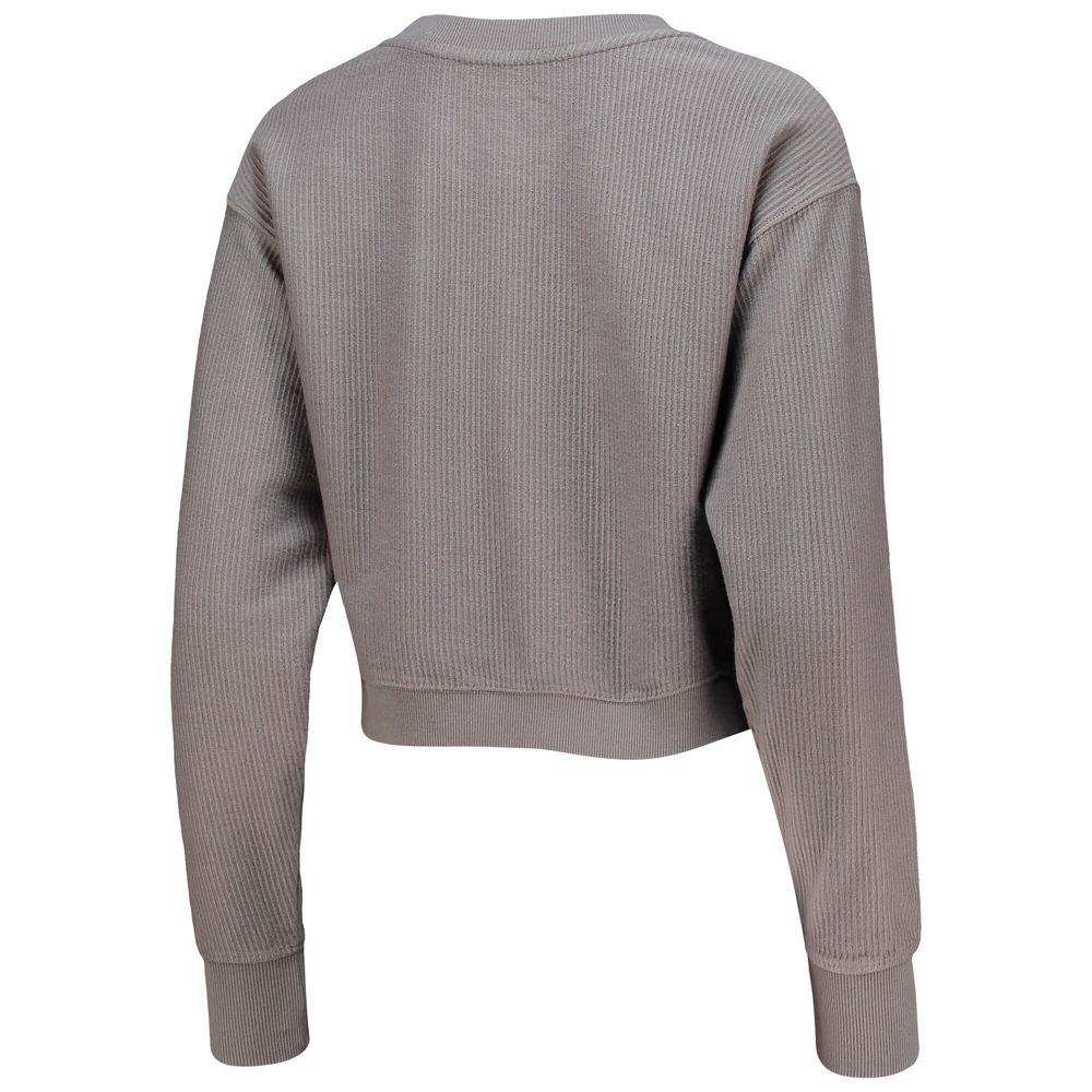 Women's League Collegiate Wear Graphite Florida Gators Classic Corded Timber Crop Pullover Sweatshirt