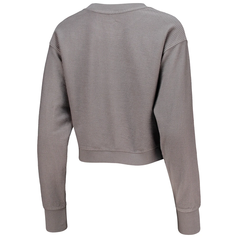 Women's League Collegiate Wear Graphite Florida Gators Classic Corded Timber Crop Pullover Sweatshirt