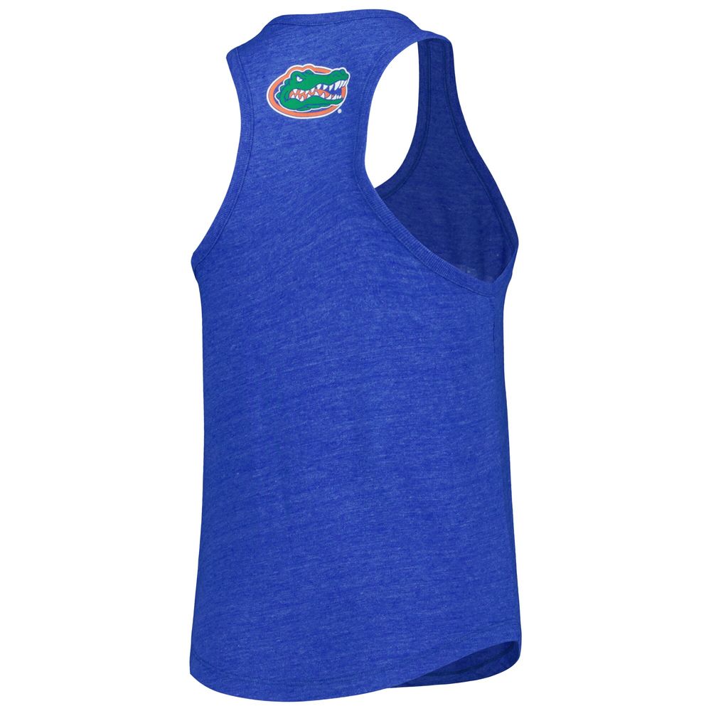 Women's League Collegiate Wear Heather Royal Florida Gators Two-Hit Intramural Tri-Blend Scoop Neck Racerback Tank Top