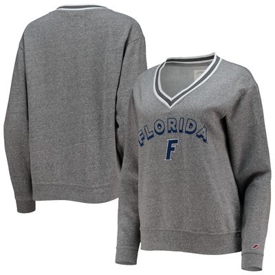 Women's League Collegiate Wear Heathered Gray Florida Gators Victory Springs Tri-Blend V-Neck Pullover Sweatshirt