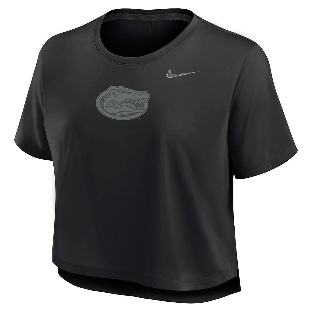 Women's Nike Black Florida Gators Performance Cropped T-Shirt