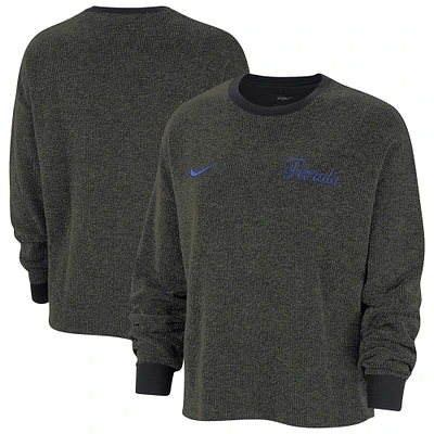 Women's Nike  Black Florida Gators Yoga Script Pullover Sweatshirt