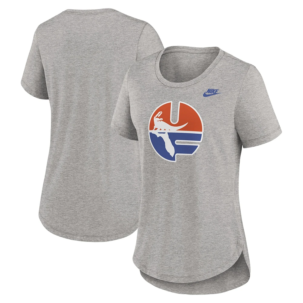 T-shirt Nike gris chiné pour femme Florida Gators Legacy Tri-Blend