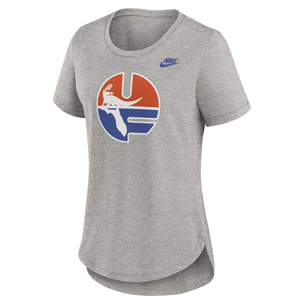 T-shirt Nike gris chiné pour femme Florida Gators Legacy Tri-Blend