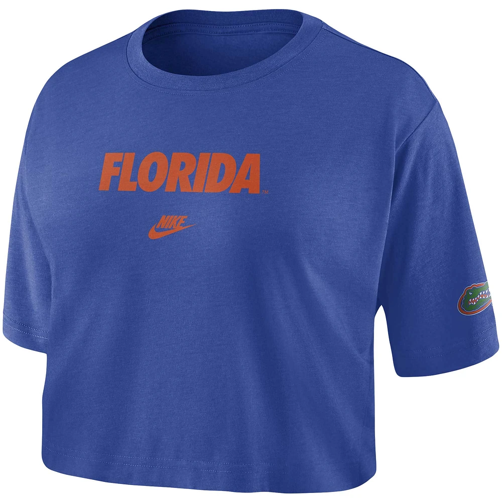 T-shirt court Nike Royal Florida Gators Wordmark pour femme