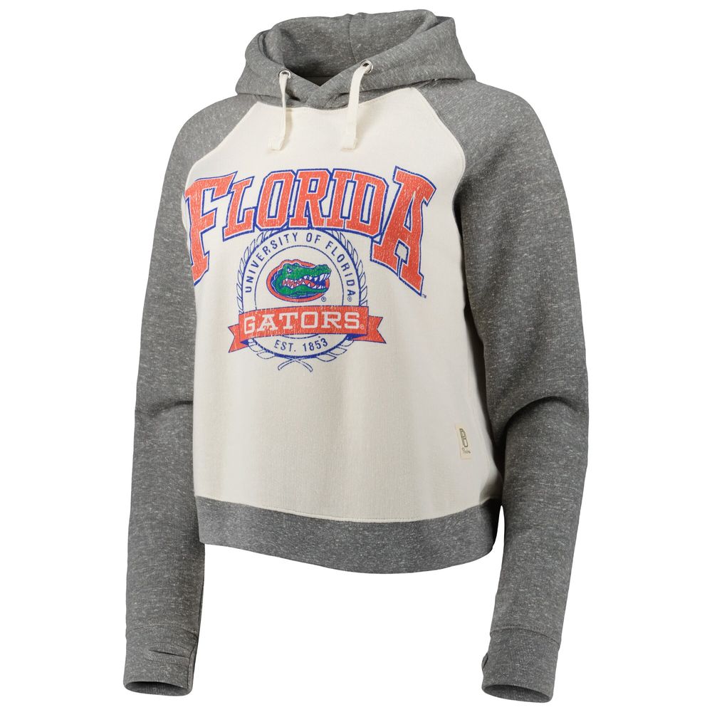 Women's Pressbox Cream/Heather Gray Florida Gators Cody Tri-Bend Raglan Pullover Hoodie