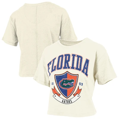 Women's Pressbox Cream Florida Gators Buckler Vintage Cropped T-Shirt