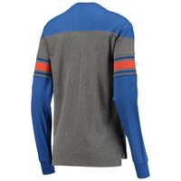 Women's Pressbox Royal/Heathered Gray Florida Gators Lizzy Flocking Striped Long Sleeve T-Shirt