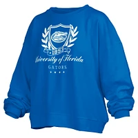 Women's Pressbox Royal Florida Gators Big Aug Script Janice Oversized Pullover Sweatshirt