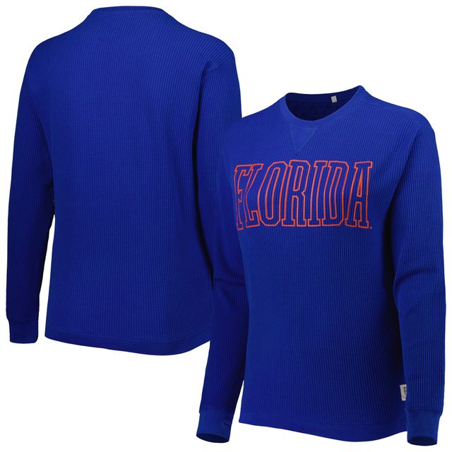 T-shirt à manches longues thermique en tricot gaufré Southlawn Pressbox Royal Florida Gators Surf pour femme