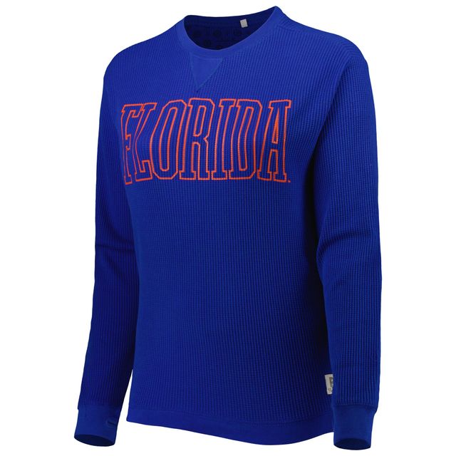 T-shirt à manches longues thermique en tricot gaufré Southlawn Pressbox Royal Florida Gators Surf pour femme