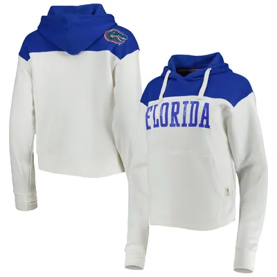 Florida Gators Pressbox Women's Chicago 2-Hit Yoke Pullover Hoodie - White/Royal