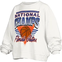 Women's Pressbox White Florida Gators 2025 NCAA Men's Basketball National Champions Trilogy Janice Oversized Fleece Pullover Sweatshirt