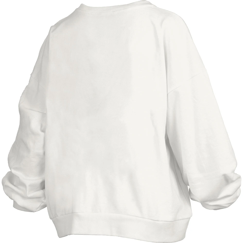 Women's Pressbox White Florida Gators 2025 NCAA Men's Basketball National Champions Trilogy Janice Oversized Fleece Pullover Sweatshirt