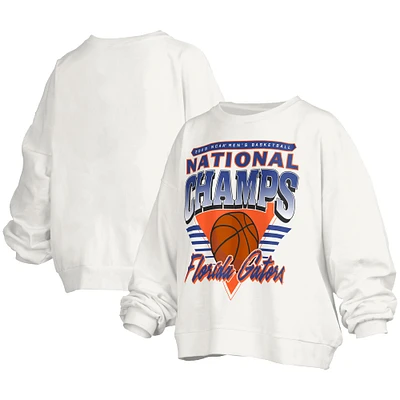 Women's Pressbox White Florida Gators 2025 NCAA Men's Basketball National Champions Trilogy Janice Oversized Fleece Pullover Sweatshirt