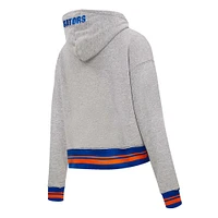 Women's Pro Standard Heather Gray Florida Gators Script Tail Fleece Cropped Pullover Hoodie