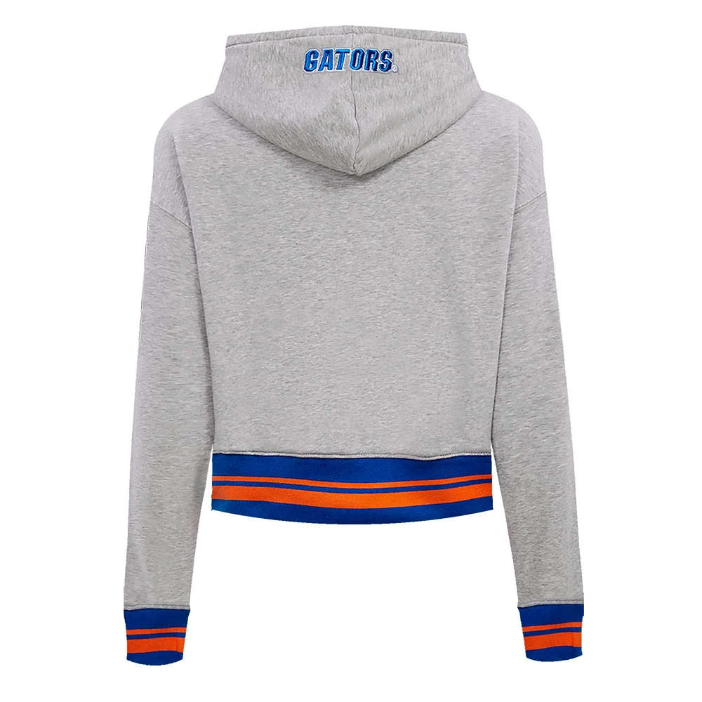 Women's Pro Standard Heather Gray Florida Gators Script Tail Fleece Cropped Pullover Hoodie