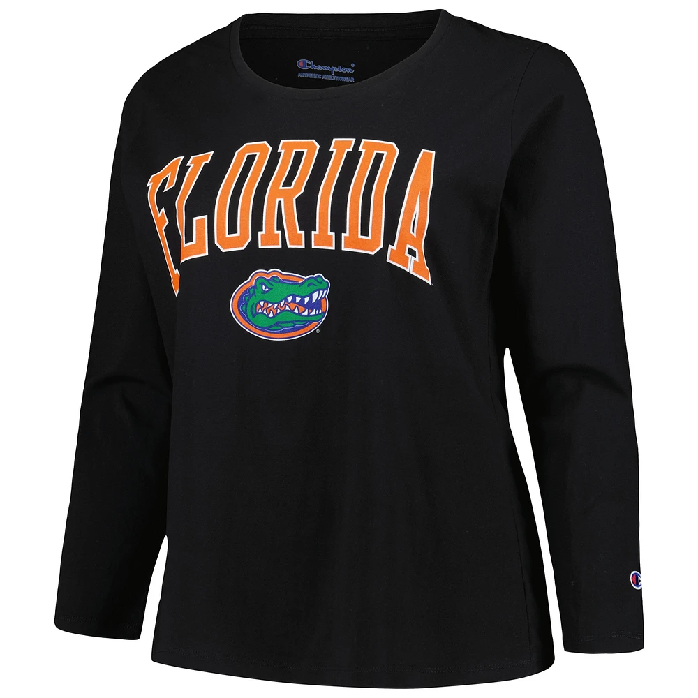 Profil pour femme Noir Florida Gators Grande taille Arch sur logo T-shirt à manches longues et col rond