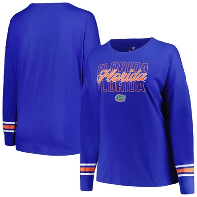 T-shirt à manches longues et encolure dégagée trois inscriptions Profile Royal Florida Gators pour femme