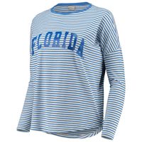 Women's Royal/White Florida Gators Melange Striped Boxy Long Sleeve T-Shirt