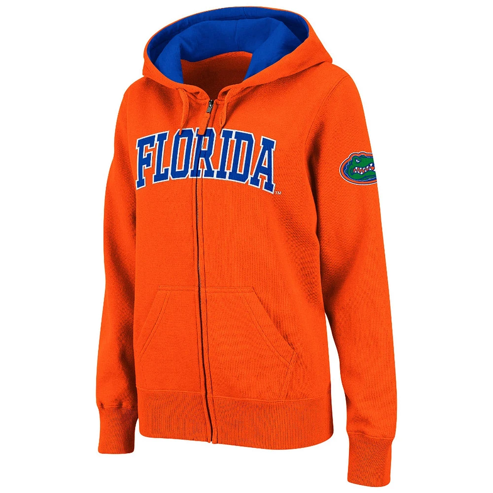 Sweat à capuche zippé Stadium Athletic Orange Florida Gators pour femmes avec nom arqué