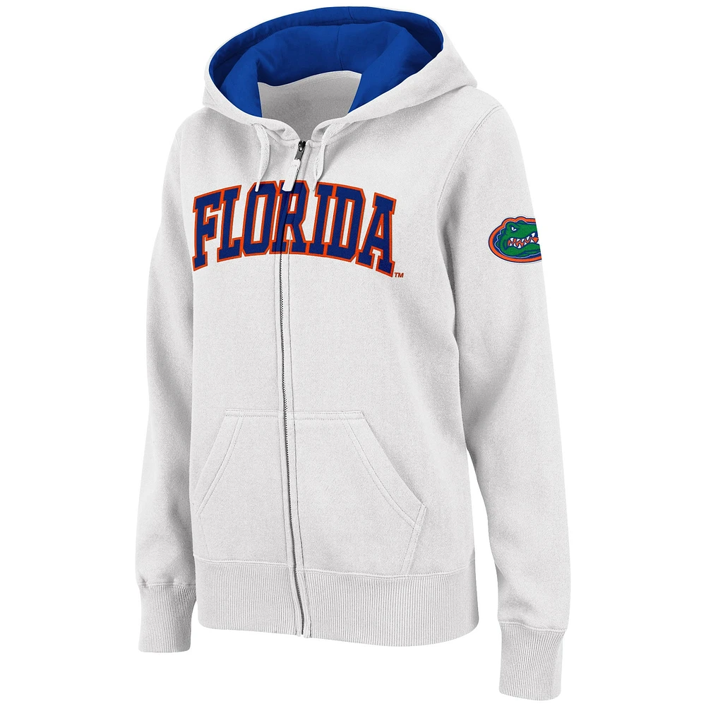 Women's Stadium Athletic White Florida Gators Arched Name Full-Zip Hoodie