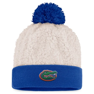 Bonnet en tricot à revers Grace Sherpa Top of the World pour femmes, crème avec pompon, Florida Gators Grace