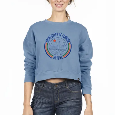 Florida Gators Uscape Apparel Women's Circle Scene Cropped Crewneck Sweatshirt - Blue