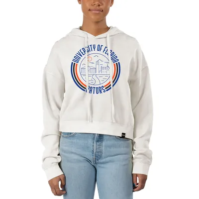 Women's Uscape Apparel Blue Marquette Golden Eagles Fleece Crop Crewneck  Sweatshirt