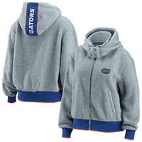 Women's WEAR by Erin Andrews Gray Florida Gators Sherpa Full-Zip Hoodie