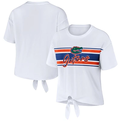 WEAR by Erin Andrews T-shirt court rayé avec nœud sur le devant des Florida Gators pour femmes