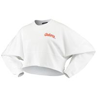 Women's White Florida Gators Raw Hem Cropped Spirit Jersey Long Sleeve T-Shirt