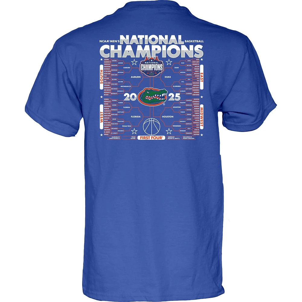 Youth Blue 84 Royal Florida Gators 2025 NCAA Men's Basketball National Champions Bracket T-Shirt