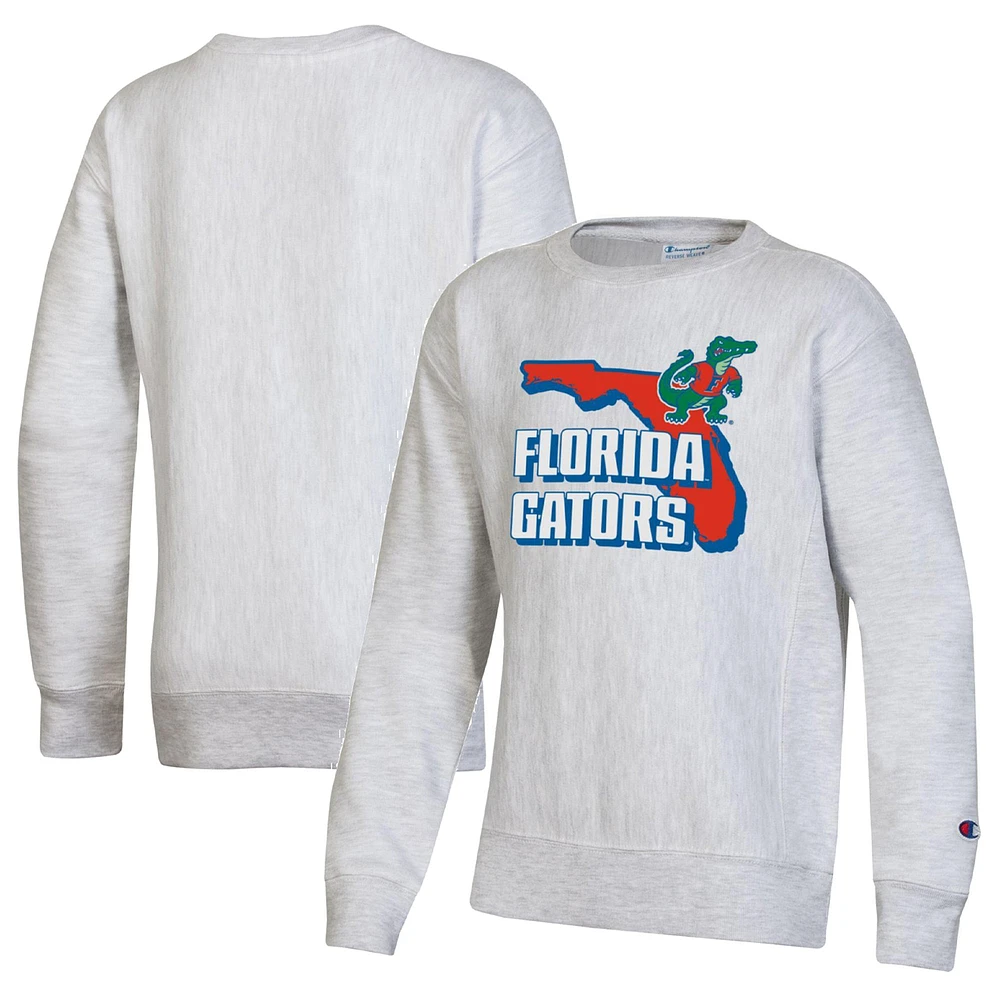 Youth Champion Heather Gray Florida Gators Reverse Weave Pullover Sweatshirt