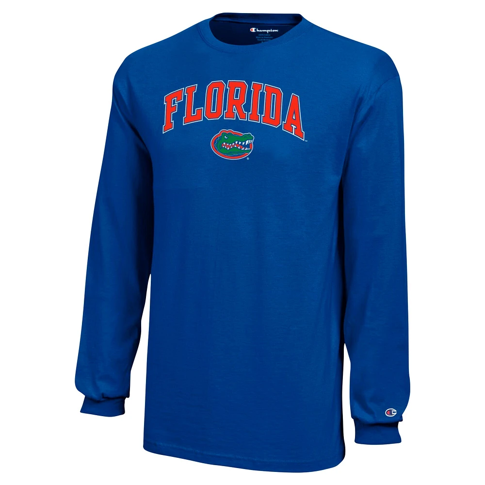 Champion de la jeunesse Royal Florida Gators Arch Over Logo T-shirt à manches longues