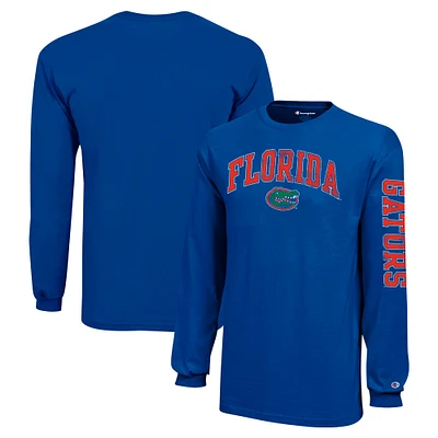 Youth Champion Royal Florida Gators Distressed Arch Over Logo Long Sleeve T-Shirt